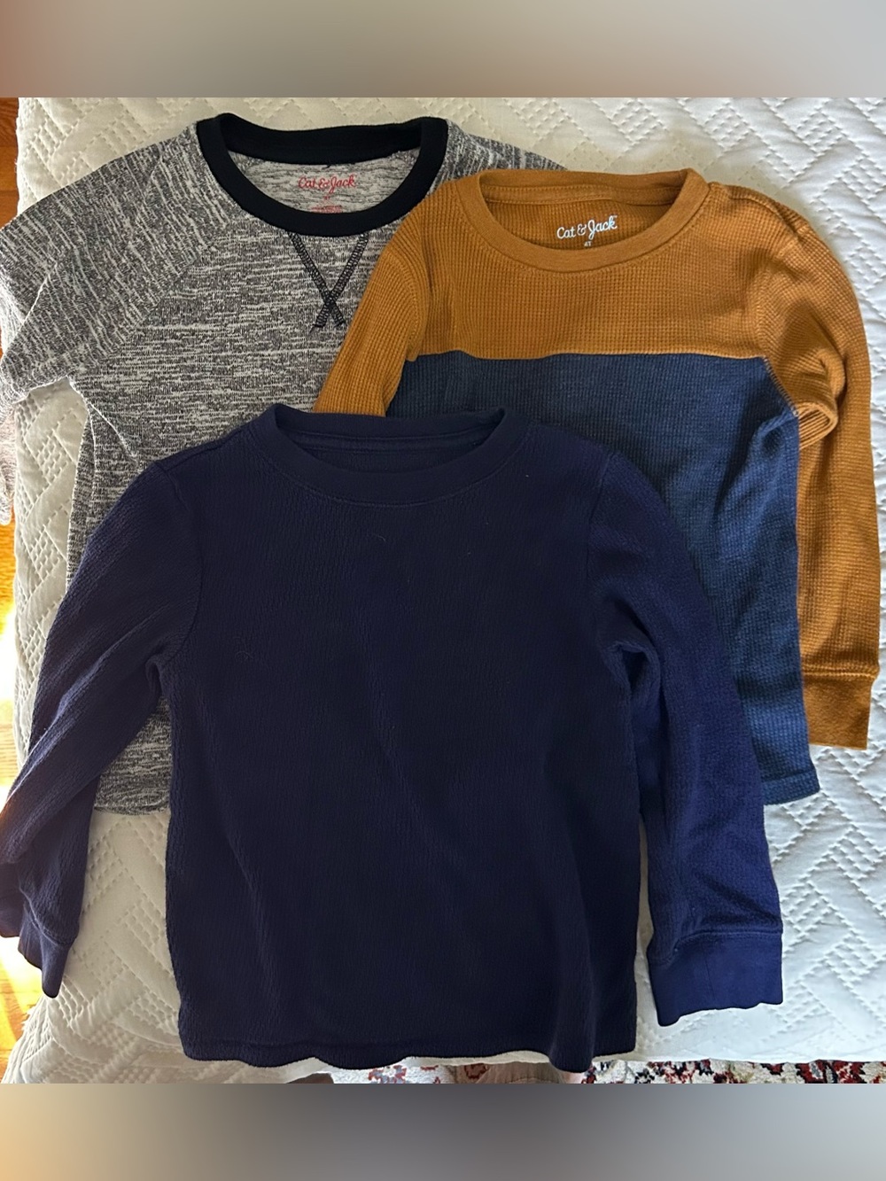 Cat & Jack Boys' Navy, Gray & Mustard Long-Sleeve Tops - Set of 3